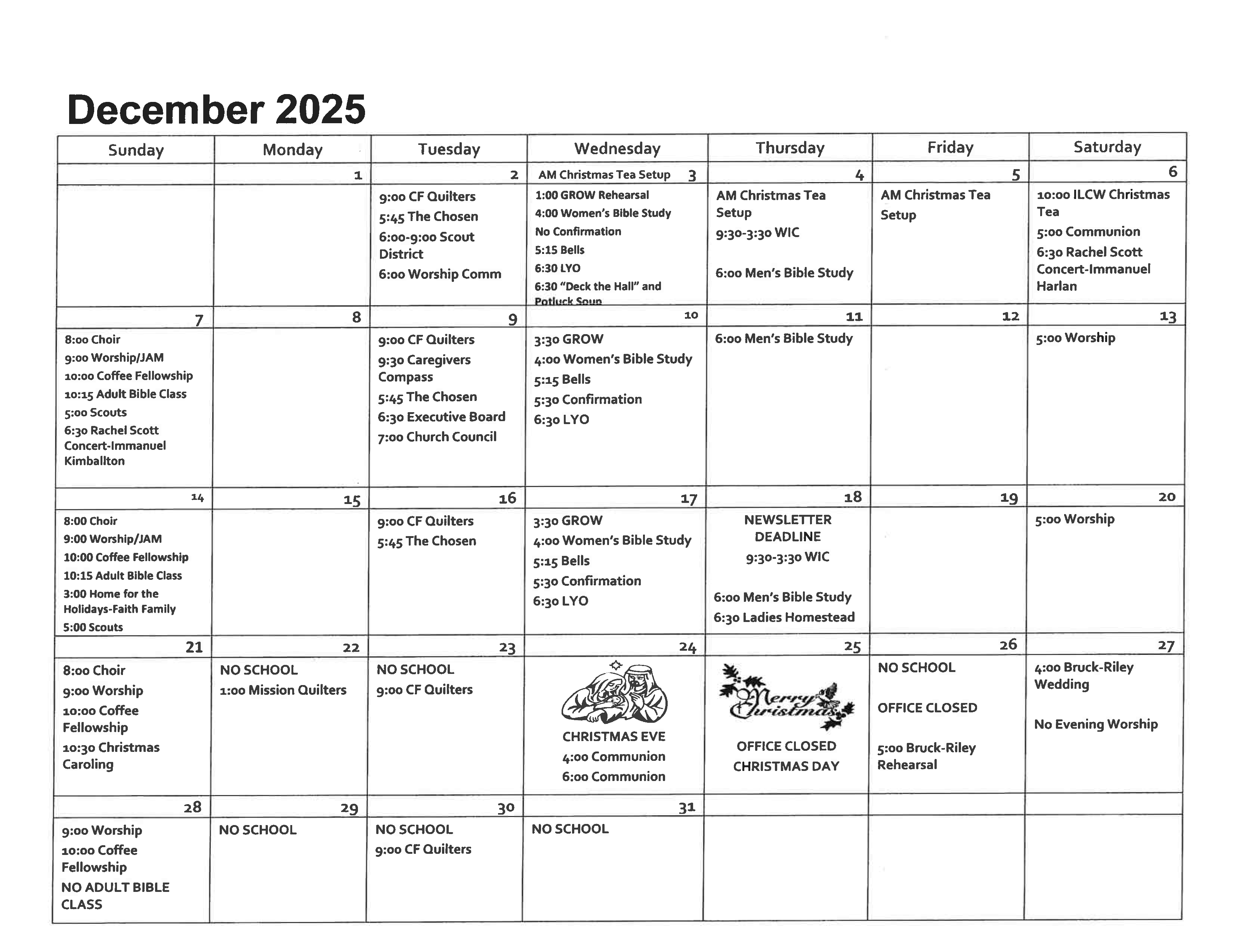 December 2025 calendar